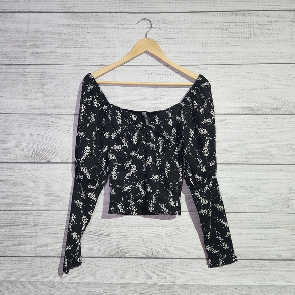 Anthropologie Floral Black Women's Cropped Top, Size S - Picture 2 of 6